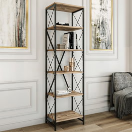 Hanah Home Suadiye Estantería Industrial Pino Atlántico y Negro